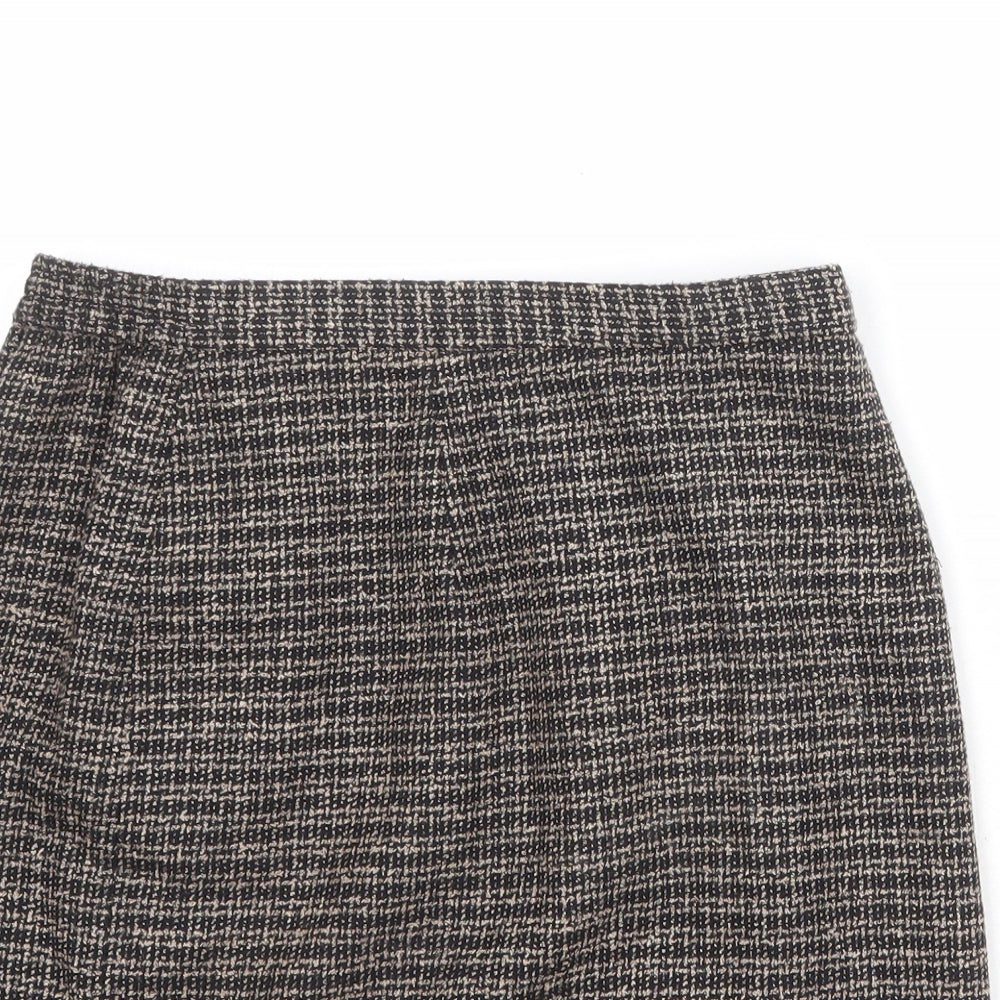Norton Womens Brown Geometric Polyester A-Line Skirt Size 6 Zip