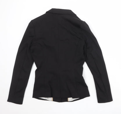 H&M Womens Black Polyester Jacket Blazer Size 8