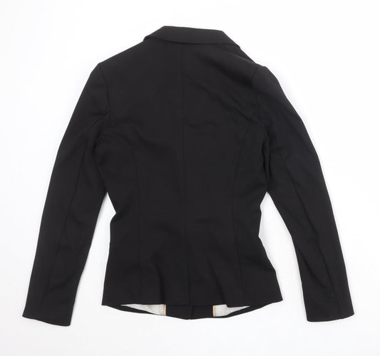 H&M Womens Black Polyester Jacket Blazer Size 8