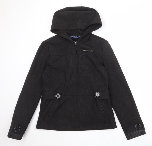 Portwest Womens Black Geometric Jacket Size 12 Zip