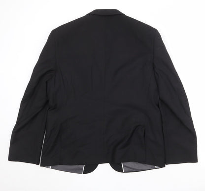 Marks and Spencer Mens Black Polyester Jacket Suit Jacket Size 44 Regular