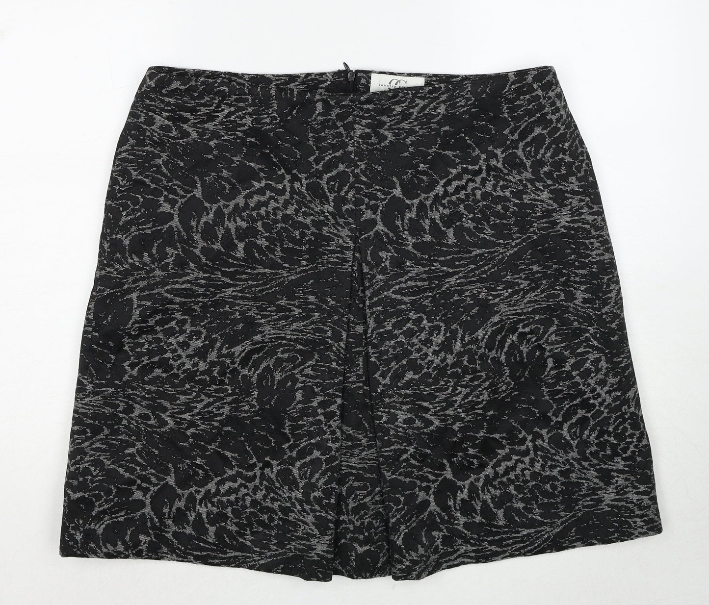 Country Casuals Womens Black Geometric Polyester A-Line Skirt Size 36 in Zip