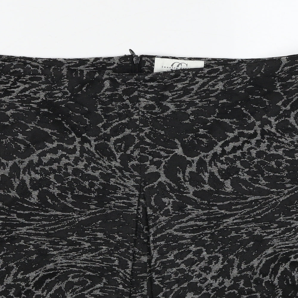 Country Casuals Womens Black Geometric Polyester A-Line Skirt Size 36 in Zip