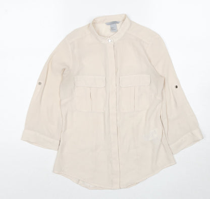 Womens UK Size 4 H&M Beige Basic Button-Up
