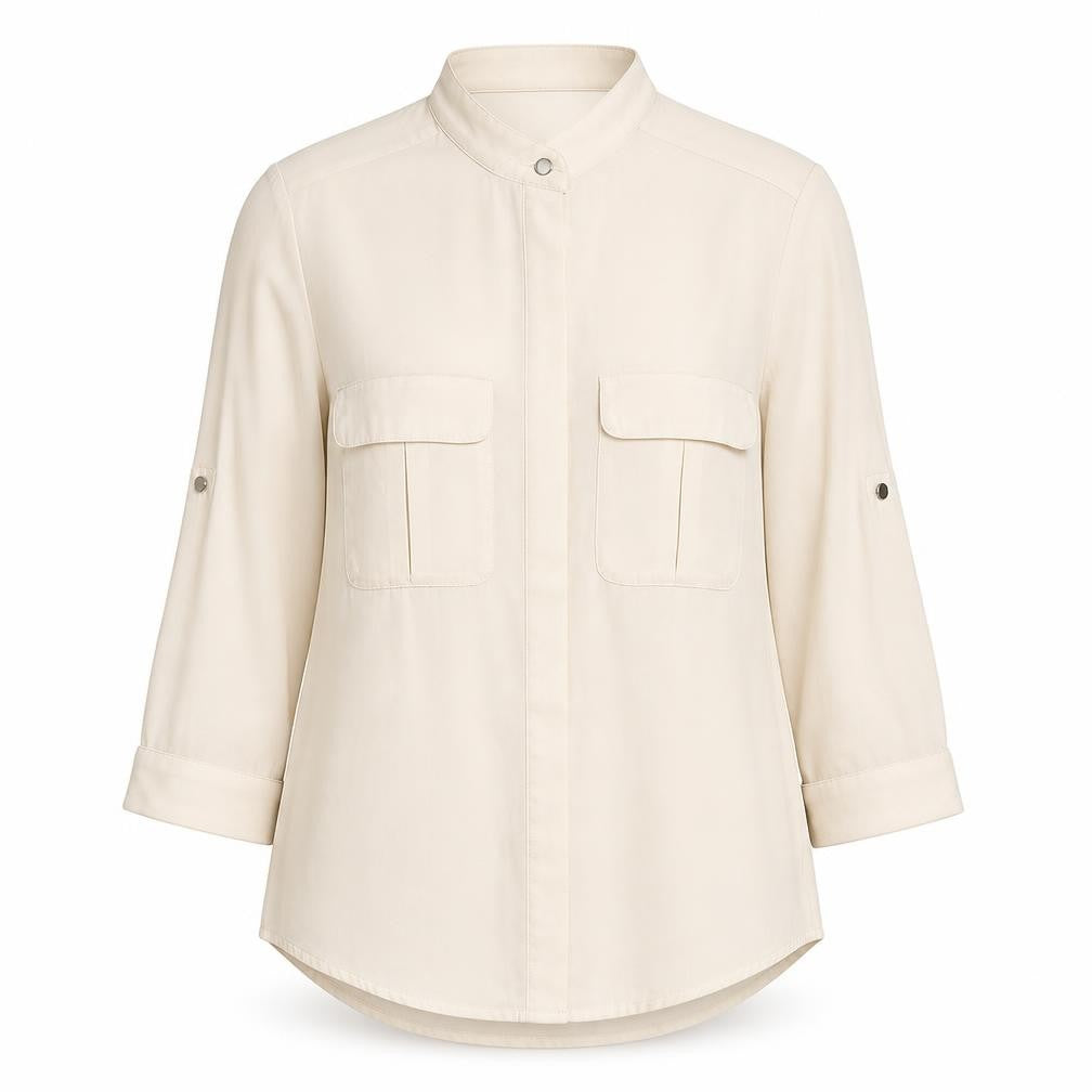 Womens UK Size 4 H&M Beige Basic Button-Up