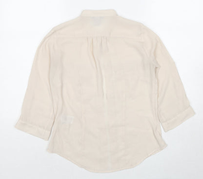 Womens UK Size 4 H&M Beige Basic Button-Up