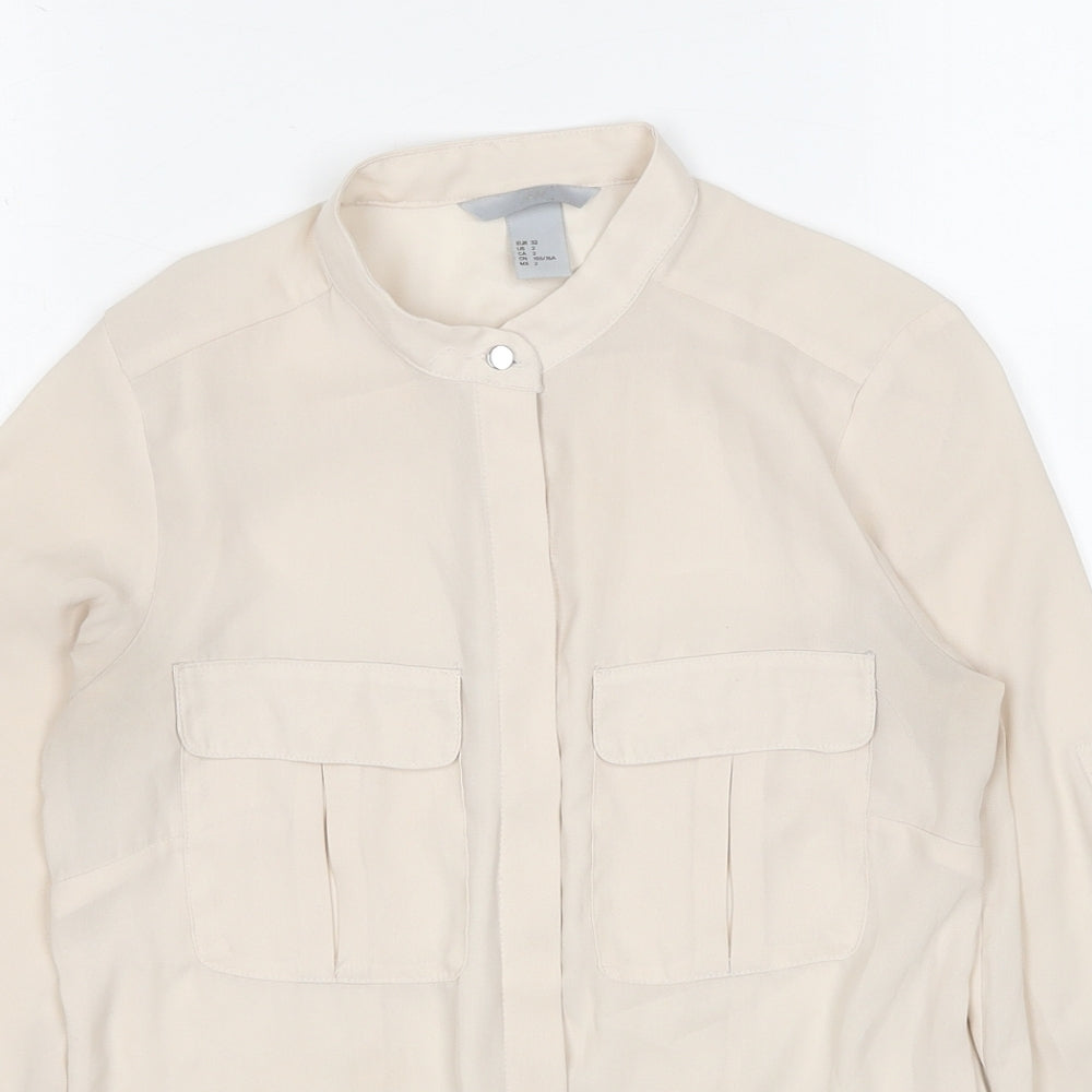 Womens UK Size 4 H&M Beige Basic Button-Up