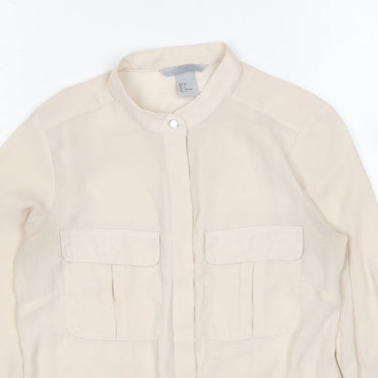 Womens UK Size 4 H&M Beige Basic Button-Up