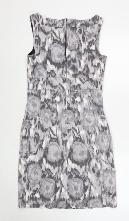 H&M Womens Grey Geometric Cotton A-Line Size 10 V-Neck Zip