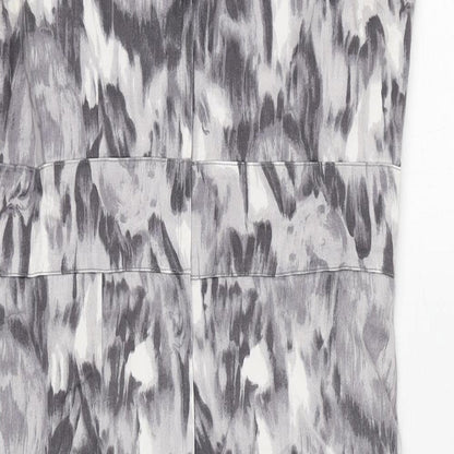 H&M Womens Grey Geometric Cotton A-Line Size 10 V-Neck Zip