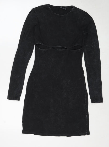 As You Womens Black Cotton A-Line Size 8 Round Neck Pullover