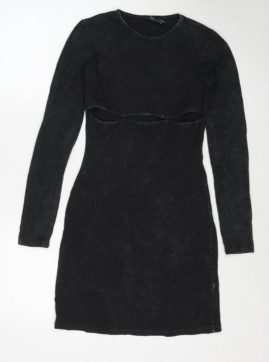 As You Womens Black Cotton A-Line Size 8 Round Neck Pullover