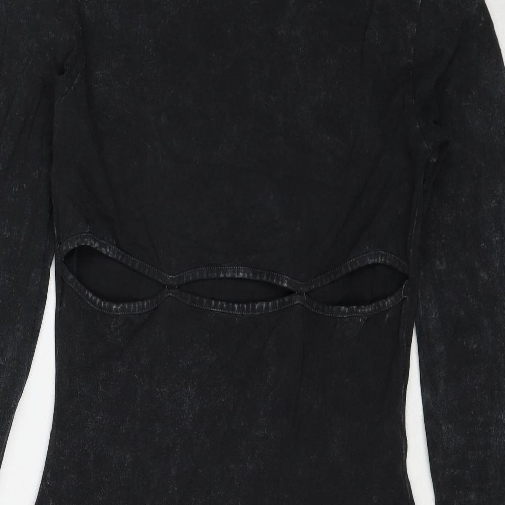 As You Womens Black Cotton A-Line Size 8 Round Neck Pullover