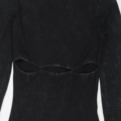 As You Womens Black Cotton A-Line Size 8 Round Neck Pullover