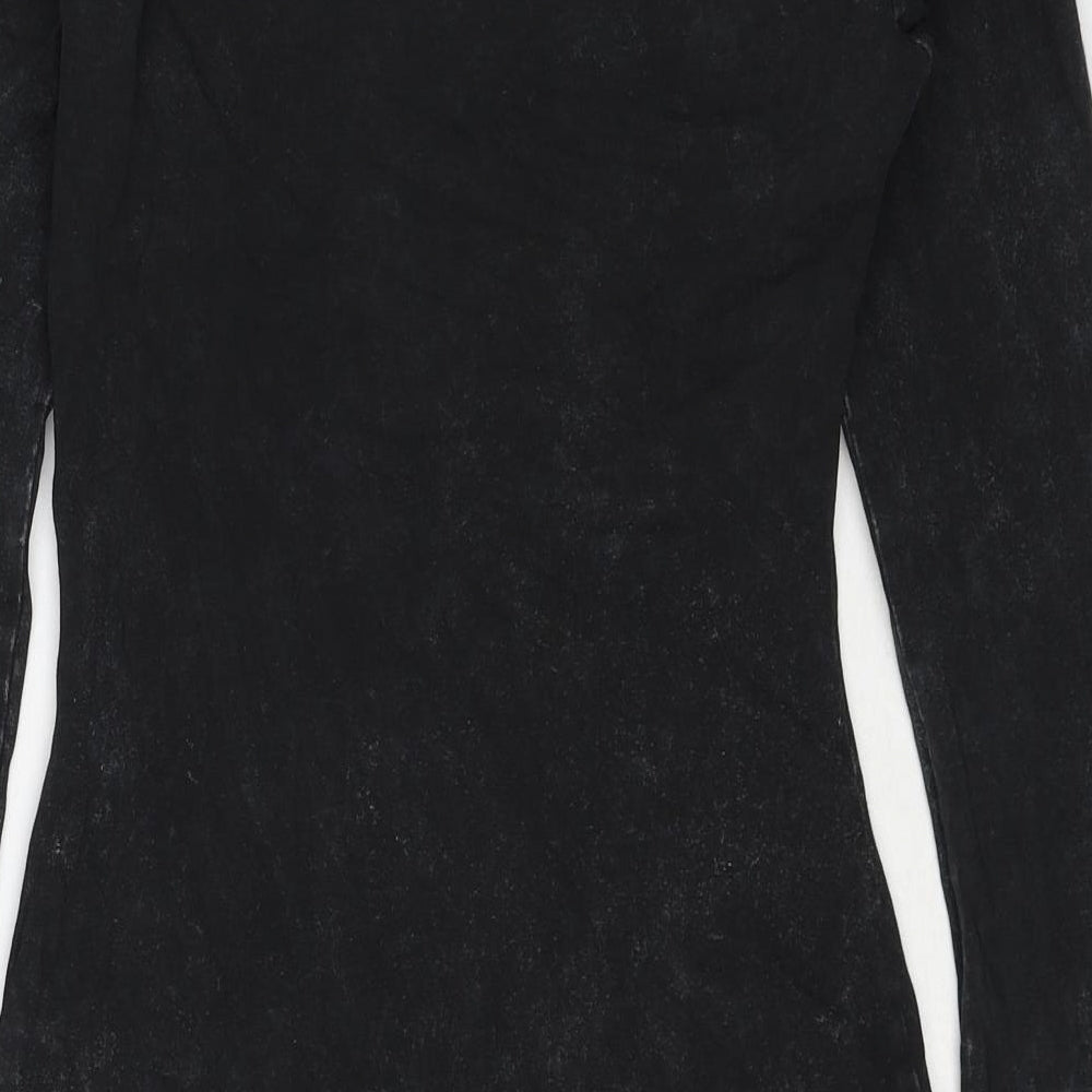 As You Womens Black Cotton A-Line Size 8 Round Neck Pullover