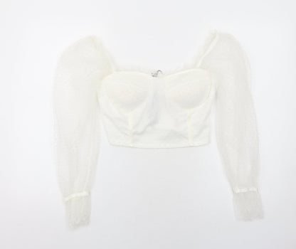 Womens UK Size M Cameo Rose White Basic Blouse