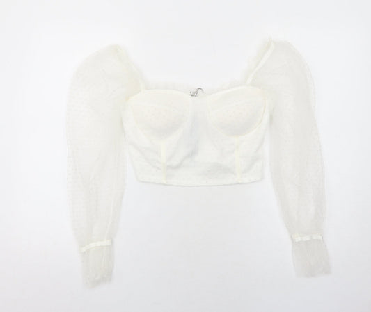 Womens UK Size M Cameo Rose White Basic Blouse
