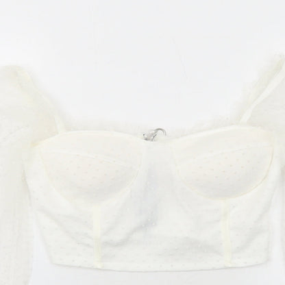 Womens UK Size M Cameo Rose White Basic Blouse