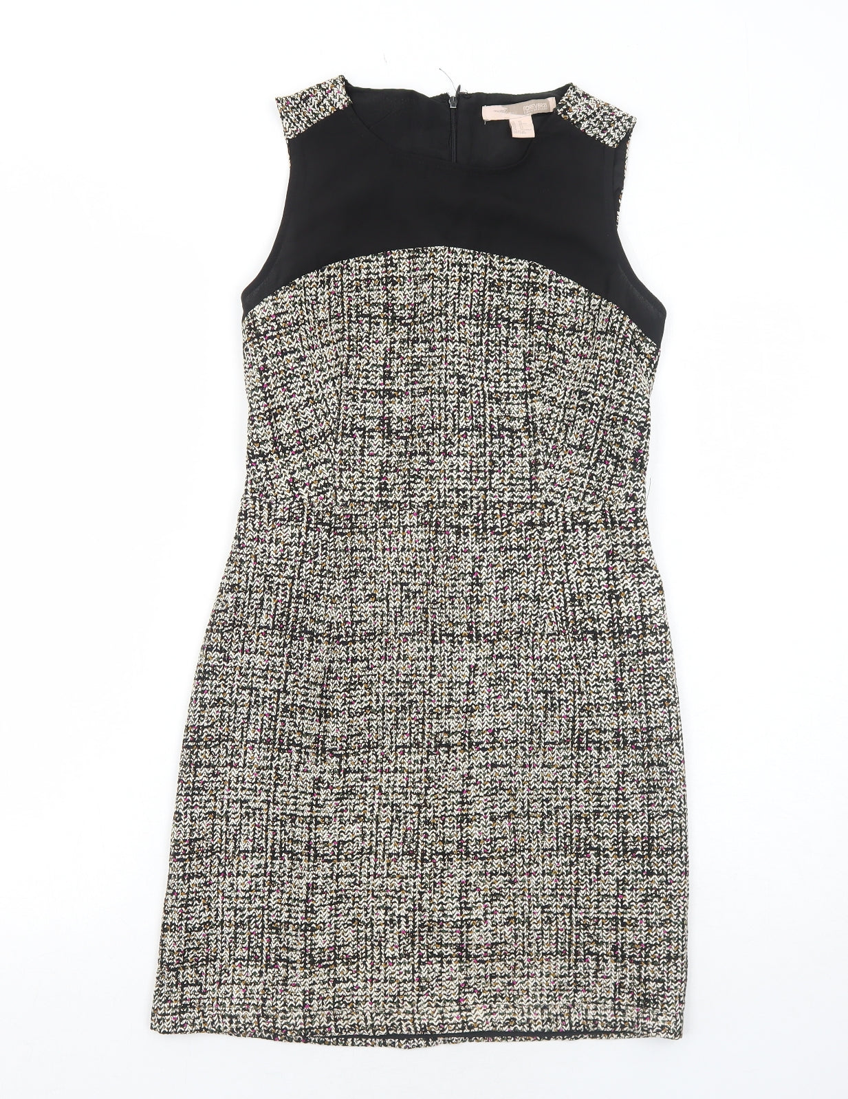 FOREVER 21 Womens Multicoloured Geometric Polyester A-Line Size XS Round Neck Zip