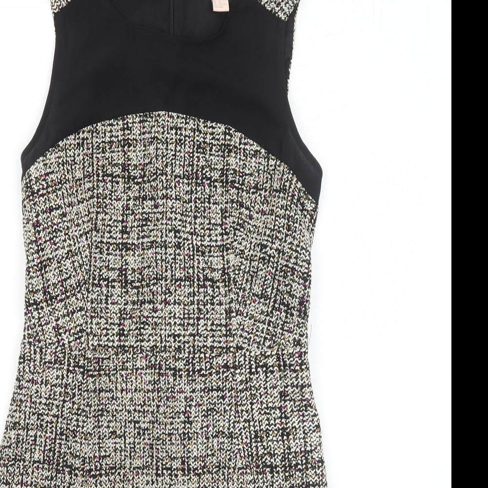FOREVER 21 Womens Multicoloured Geometric Polyester A-Line Size XS Round Neck Zip