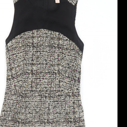 FOREVER 21 Womens Multicoloured Geometric Polyester A-Line Size XS Round Neck Zip