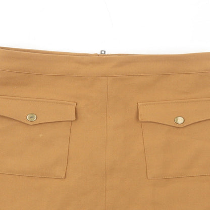 H&M Womens Beige Polyester A-Line Skirt Size 10 Zip