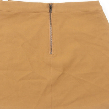 H&M Womens Beige Polyester A-Line Skirt Size 10 Zip