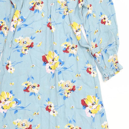 NEXT Womens Blue Floral Viscose A-Line Size 6 Off the Shoulder Pullover