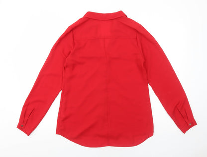 Womens UK Size 10 Oasis Red Basic Button-Up