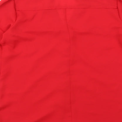 Womens UK Size 10 Oasis Red Basic Button-Up