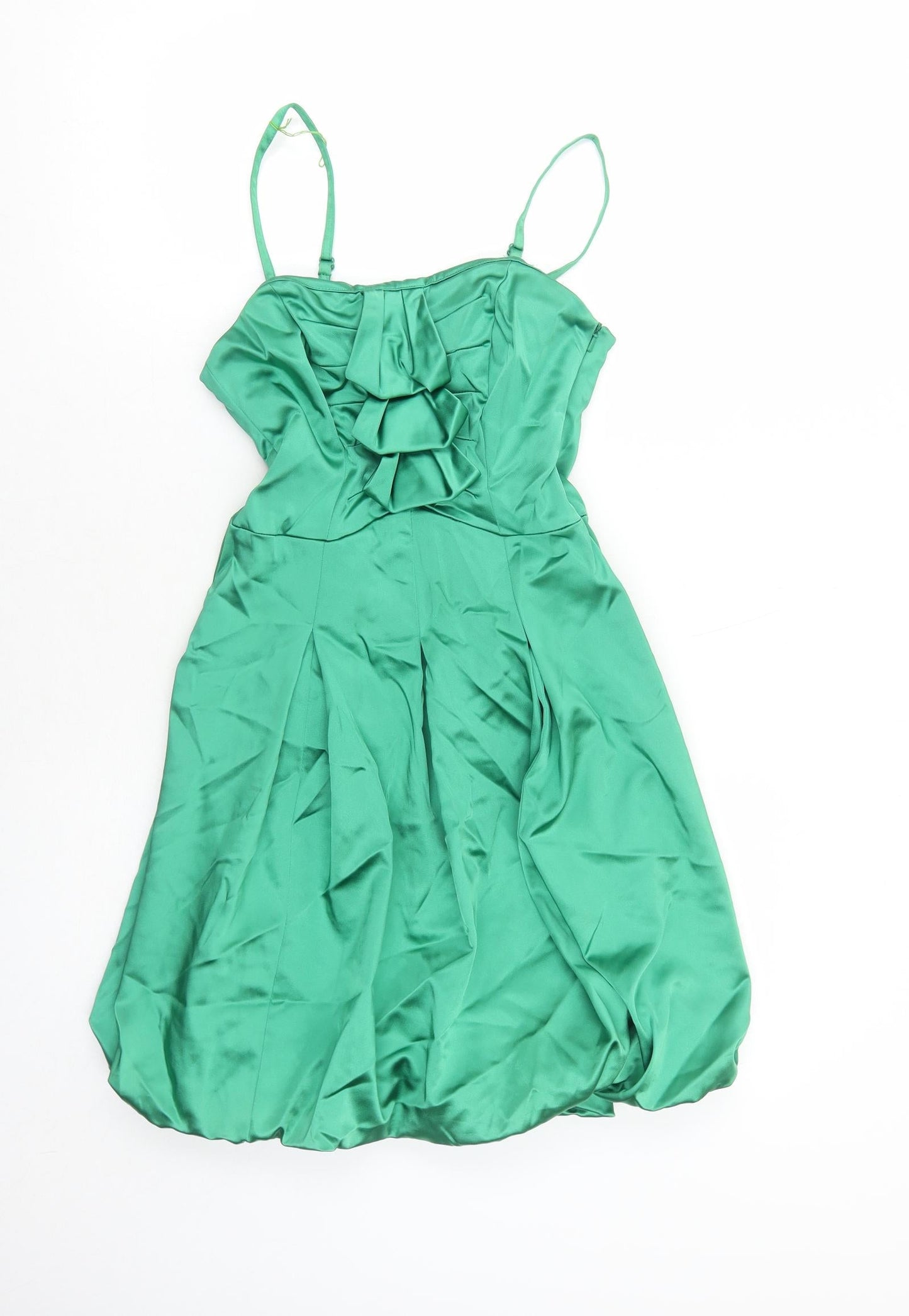 Coast Womens Green Polyester Slip Dress Size 6 Round Neck Zip