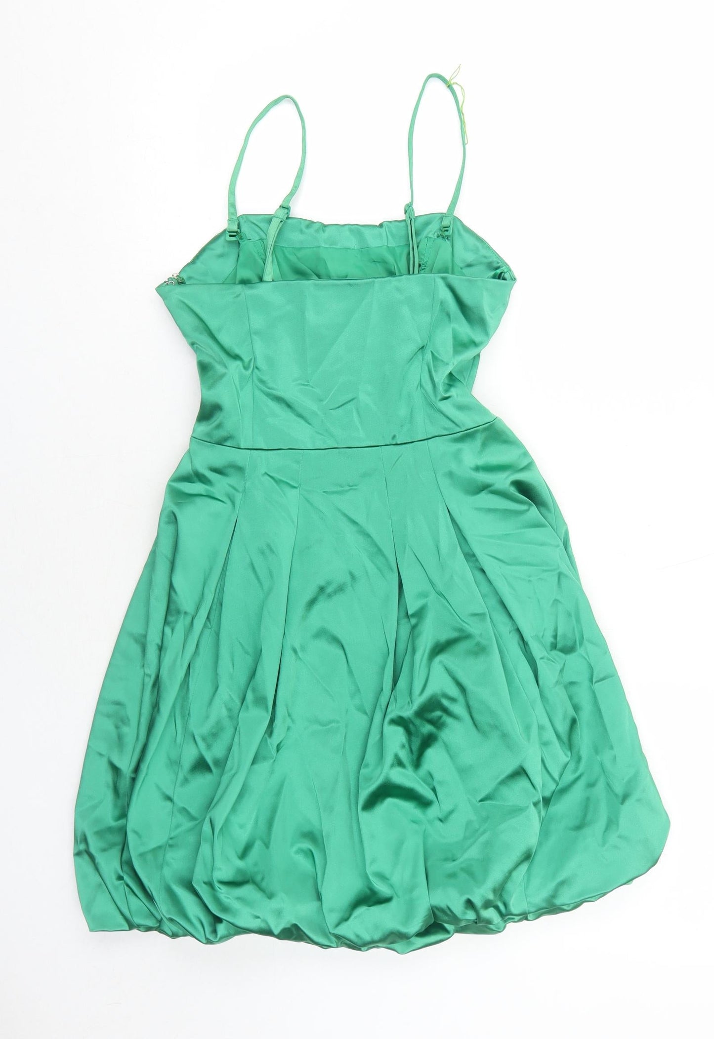 Coast Womens Green Polyester Slip Dress Size 6 Round Neck Zip