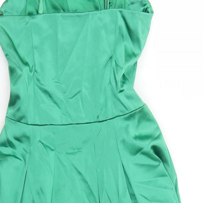 Coast Womens Green Polyester Slip Dress Size 6 Round Neck Zip