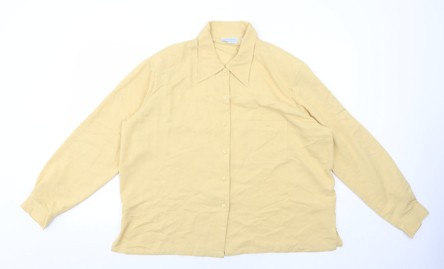 Womens UK Size 20 Compliments Yellow Basic Button-Up