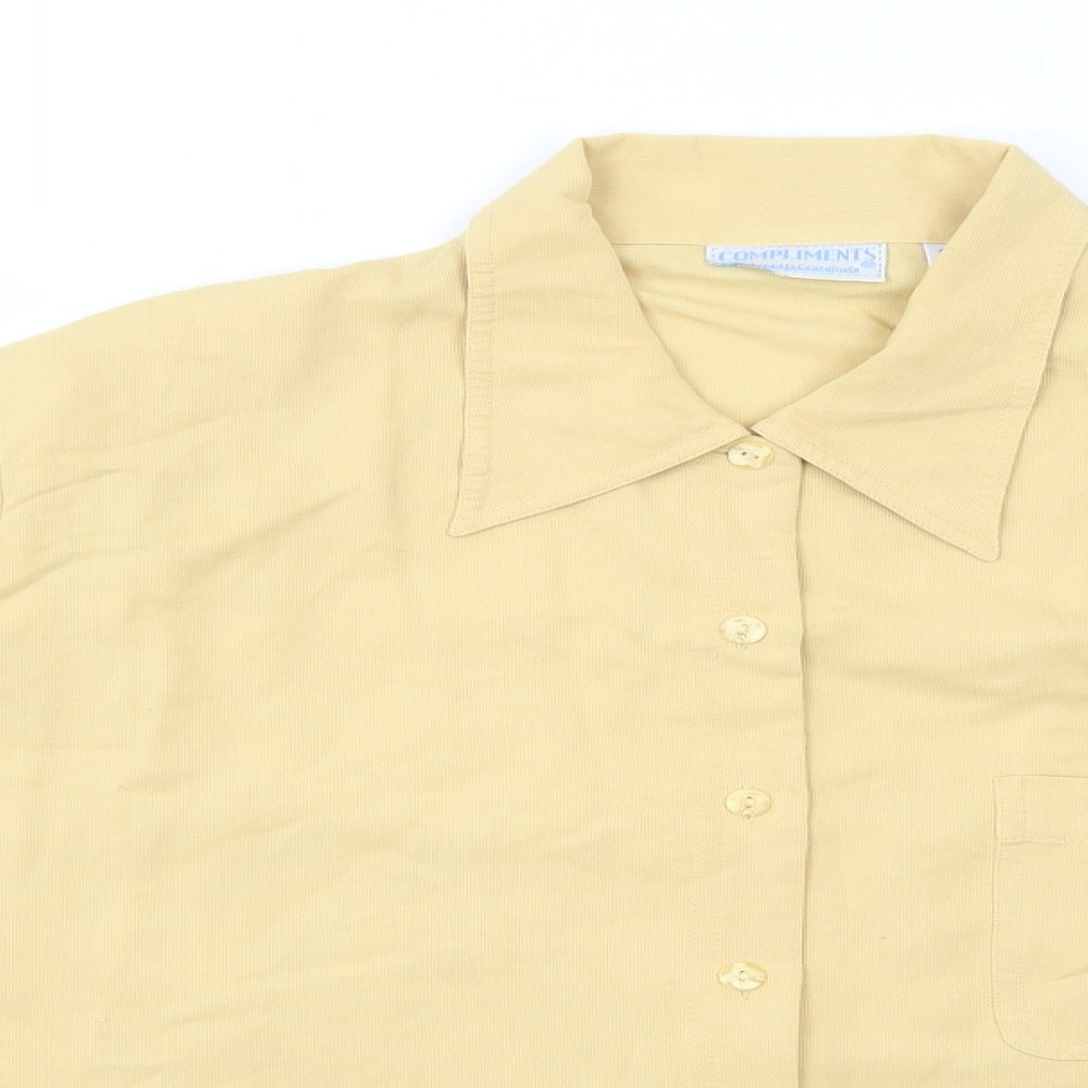 Womens UK Size 20 Compliments Yellow Basic Button-Up