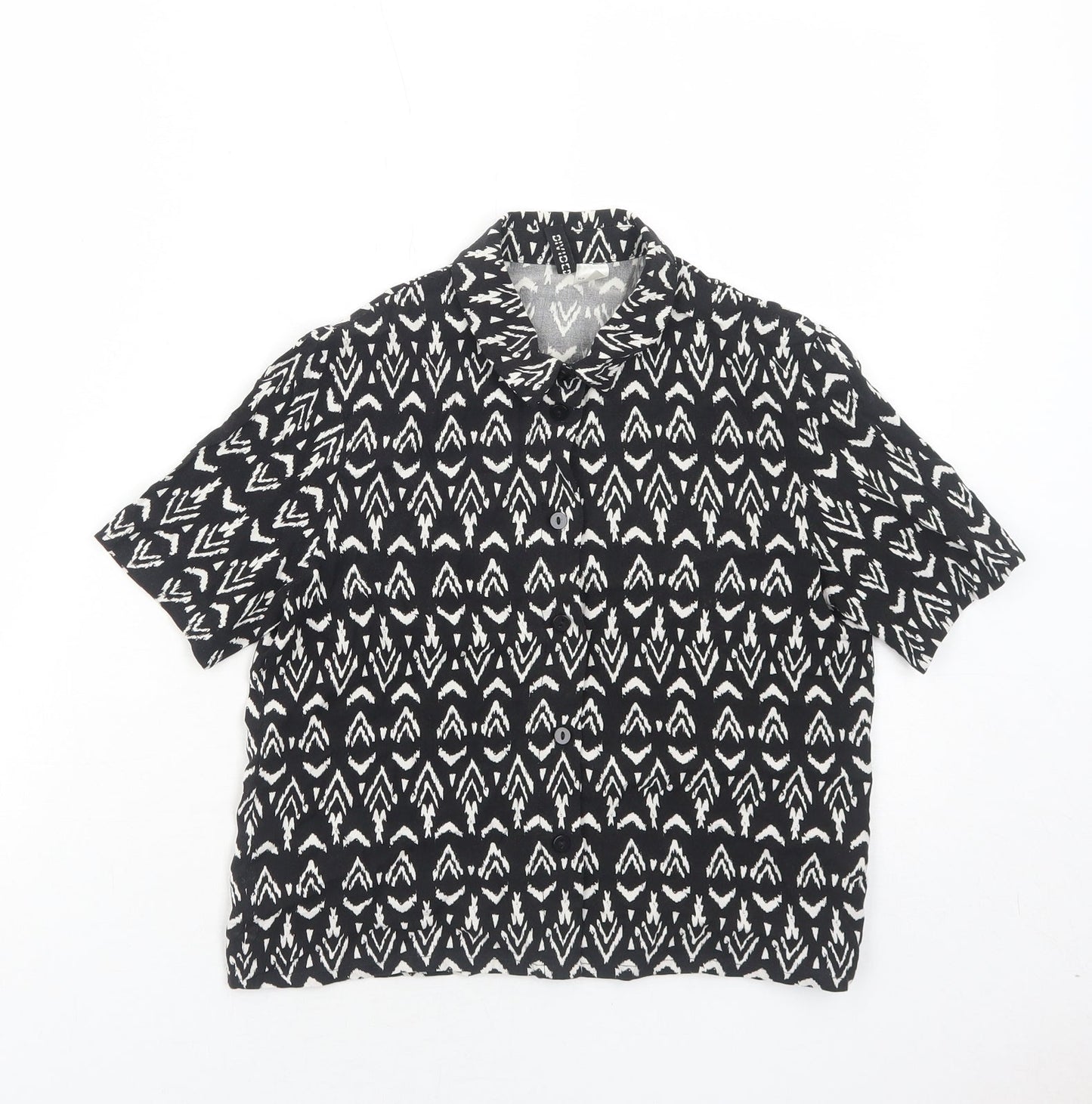 Womens UK Size 6 H&M Black Basic Button-Up