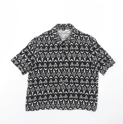 Womens UK Size 6 H&M Black Basic Button-Up