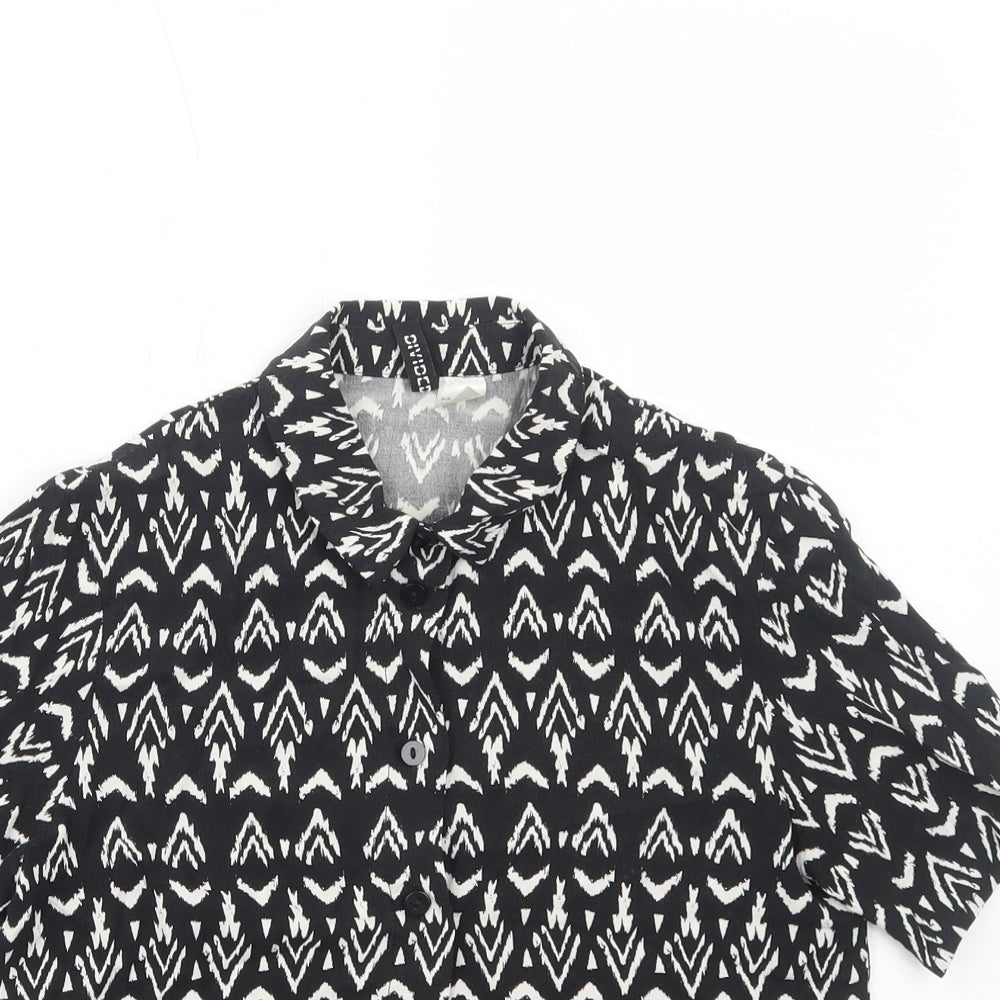 Womens UK Size 6 H&M Black Basic Button-Up