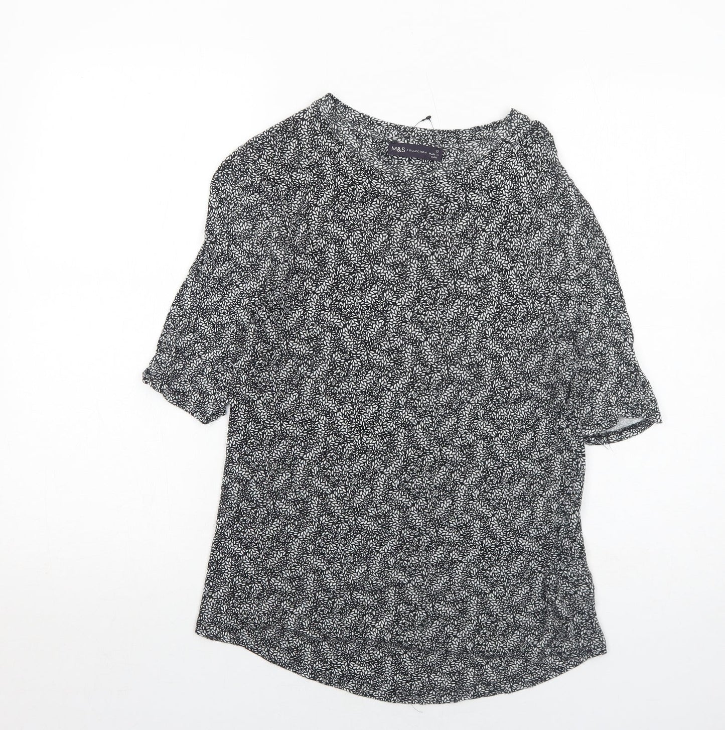 Womens UK Size 12 Marks and Spencer Black Basic T-Shirt