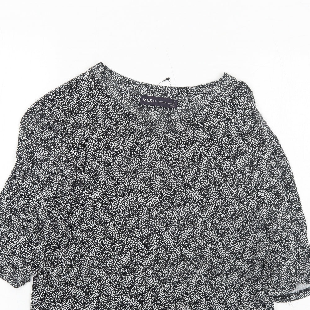 Womens UK Size 12 Marks and Spencer Black Basic T-Shirt