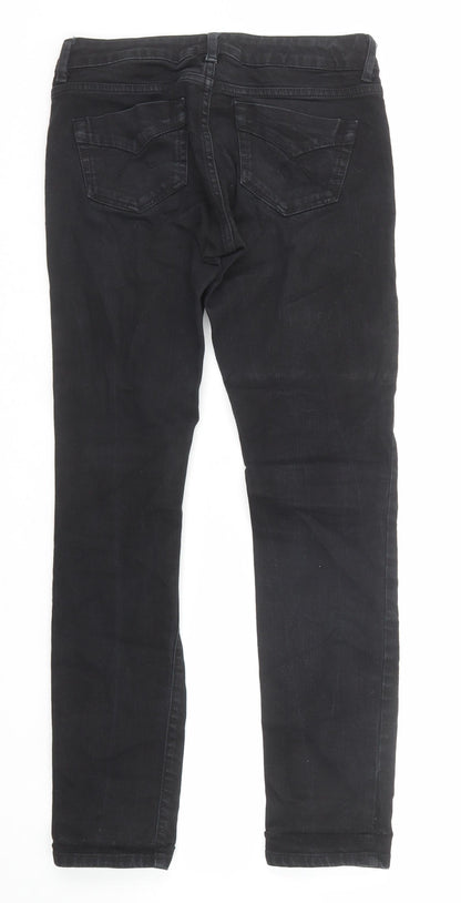 Topshop Womens Black Cotton Skinny Jeans Size 26 in L30 in Regular Zip