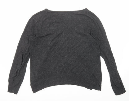Gap Womens Black V-Neck Cotton Pullover Jumper Size M