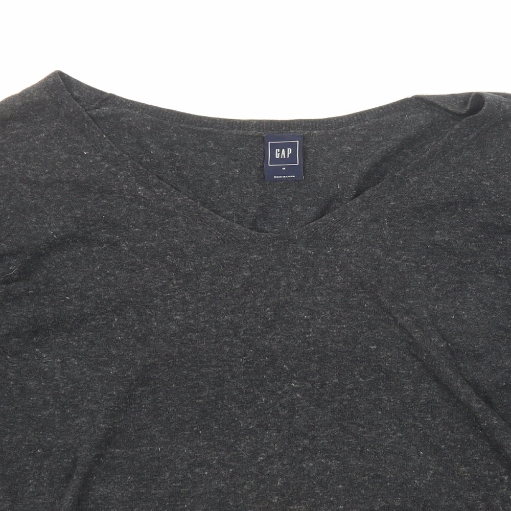Gap Womens Black V-Neck Cotton Pullover Jumper Size M