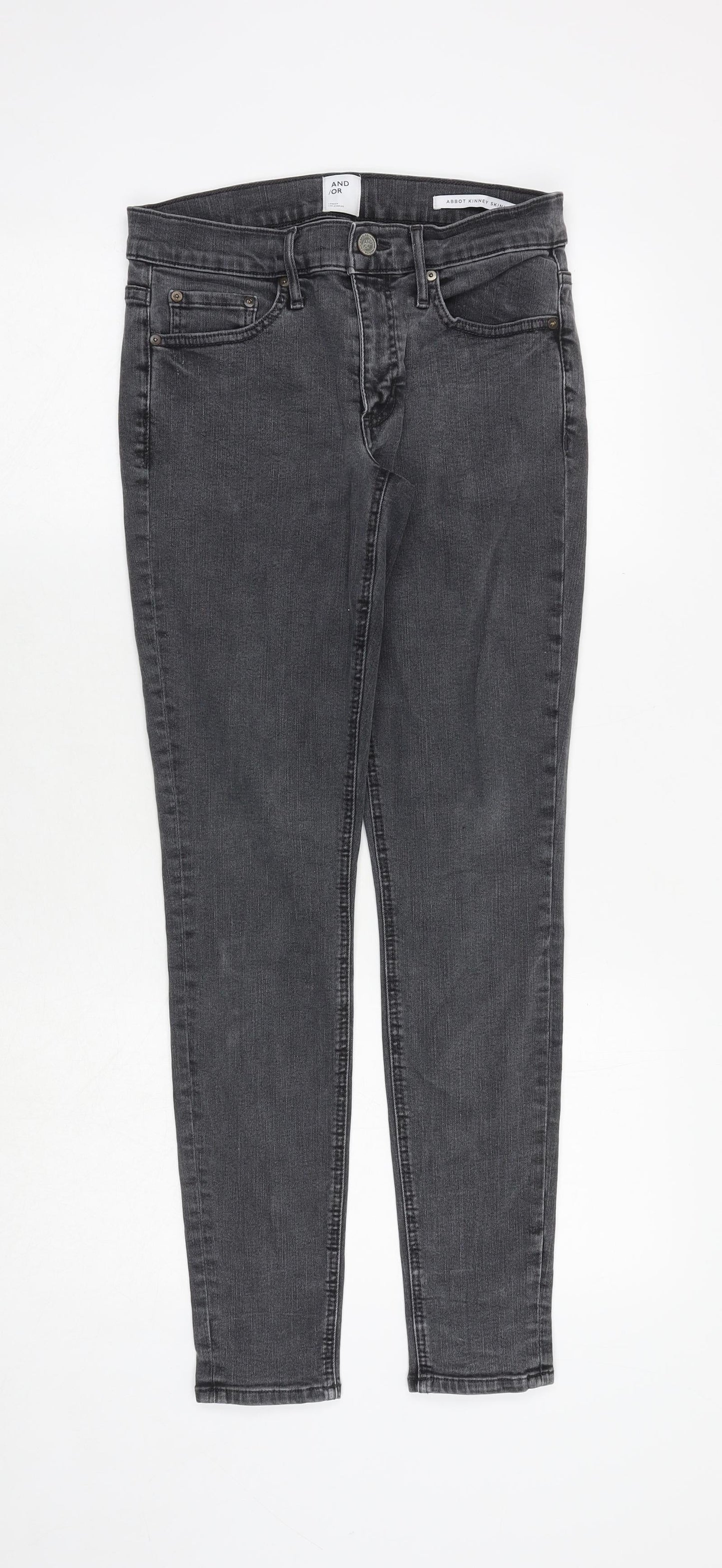 And/Or Womens Grey Cotton Skinny Jeans Size 28 in Extra-Slim Zip