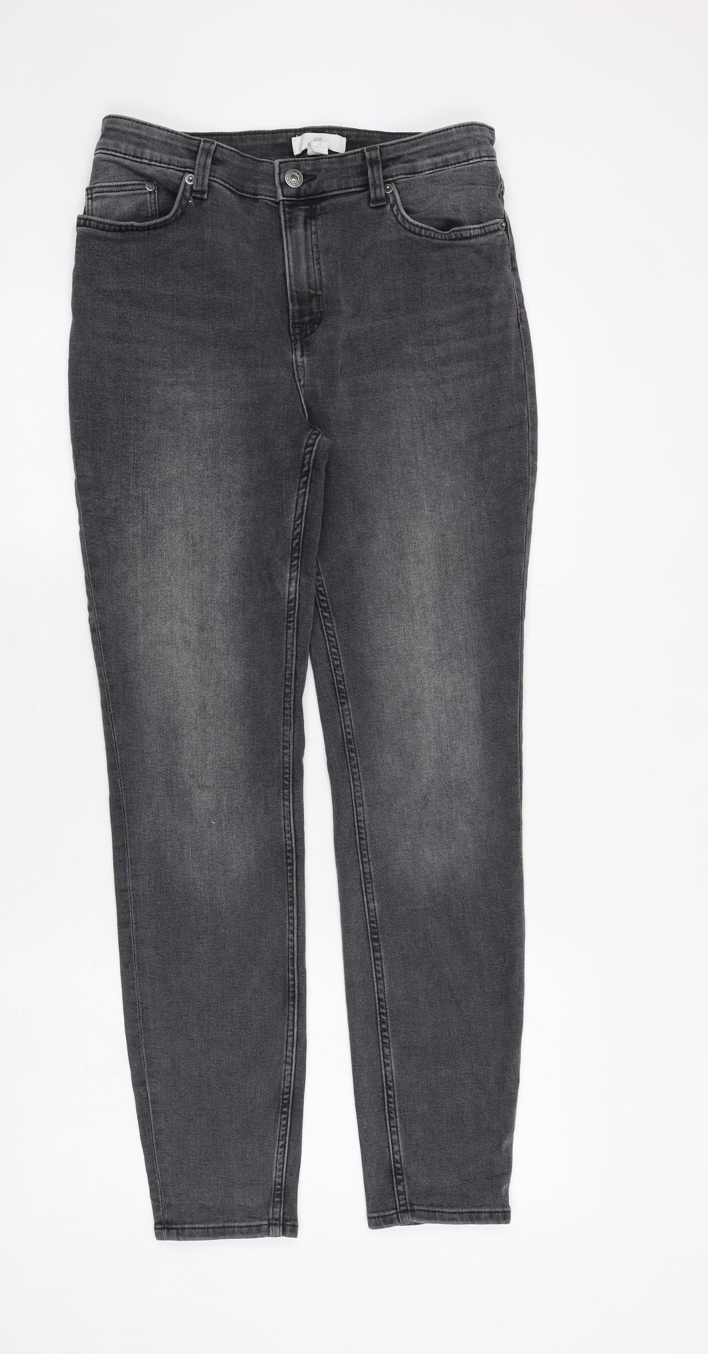 Womens UK Size 10 H&M Regular Fit Skinny Grey Jeans