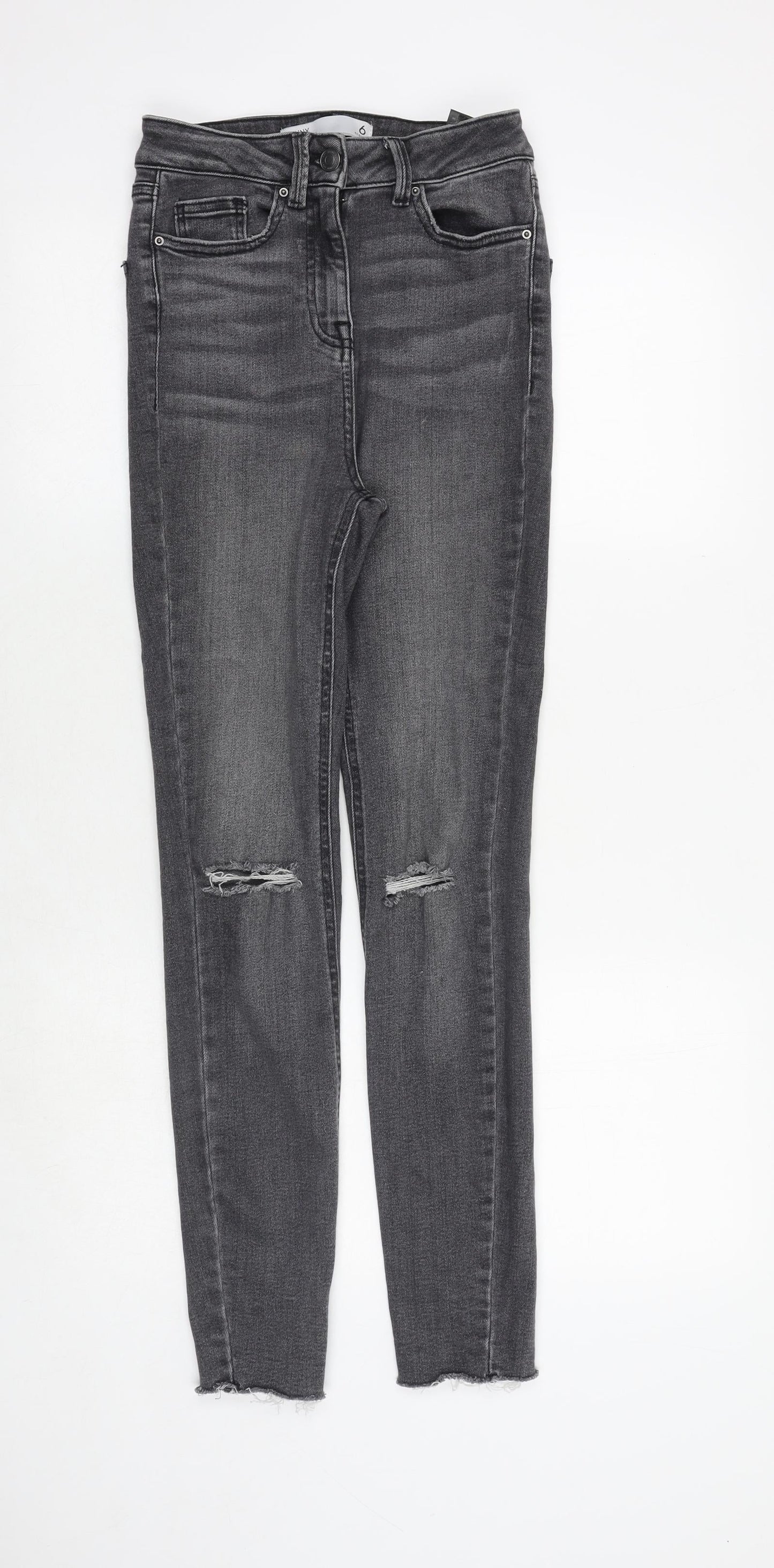 NEXT Womens Grey Cotton Skinny Jeans Size 6 Regular Zip