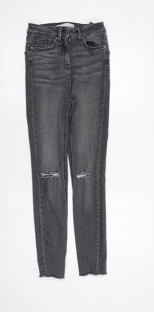 NEXT Womens Grey Cotton Skinny Jeans Size 6 Regular Zip