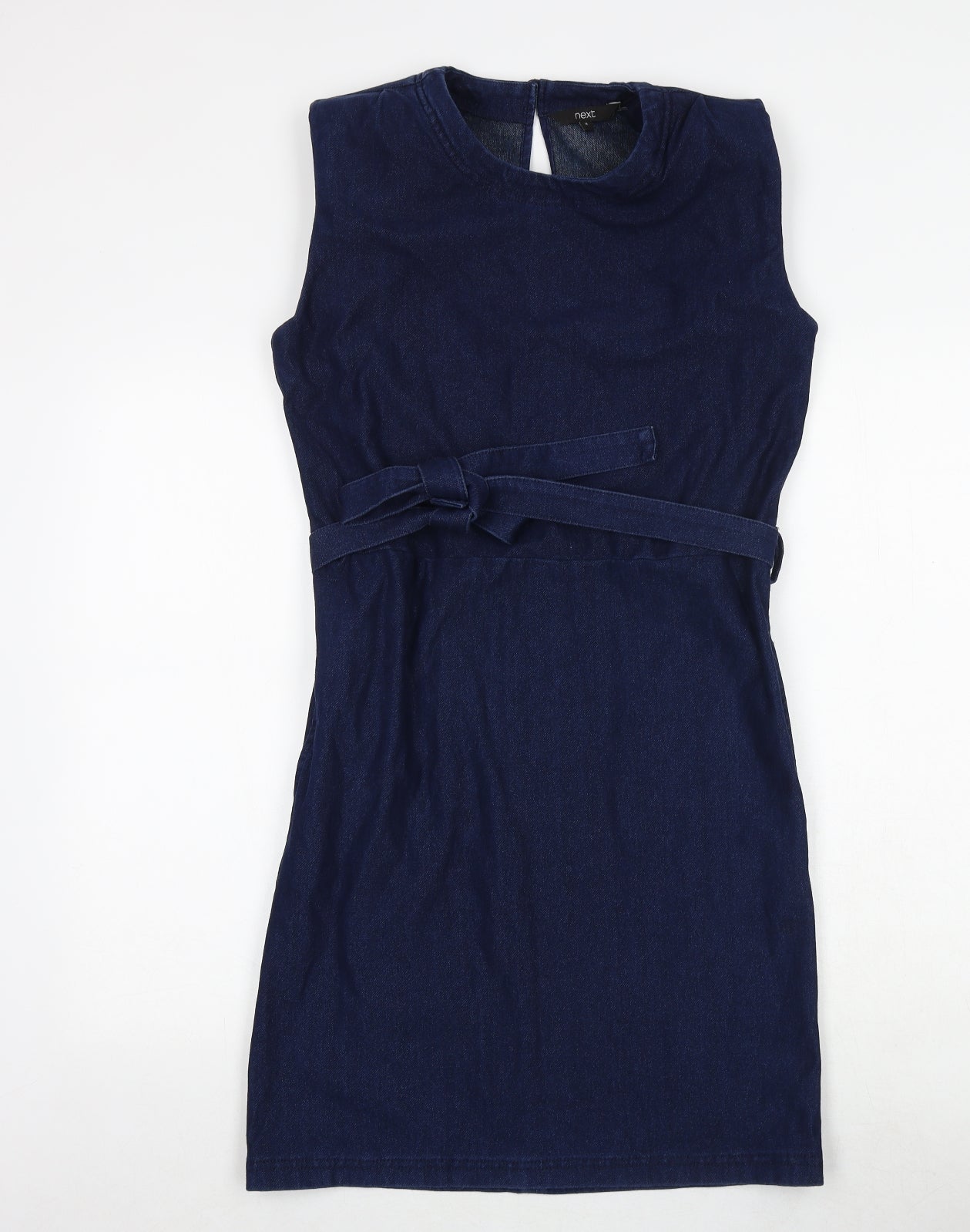 NEXT Womens Blue Cotton A-Line Size 8 Round Neck Tie