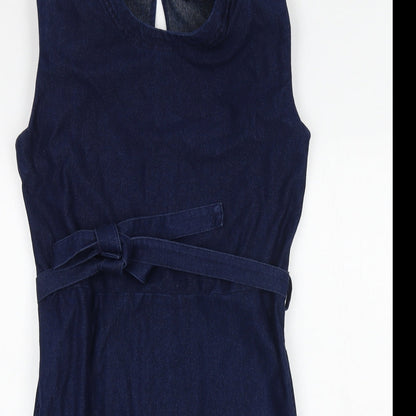 NEXT Womens Blue Cotton A-Line Size 8 Round Neck Tie