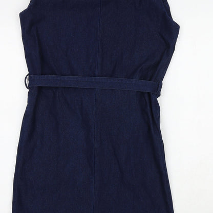 NEXT Womens Blue Cotton A-Line Size 8 Round Neck Tie
